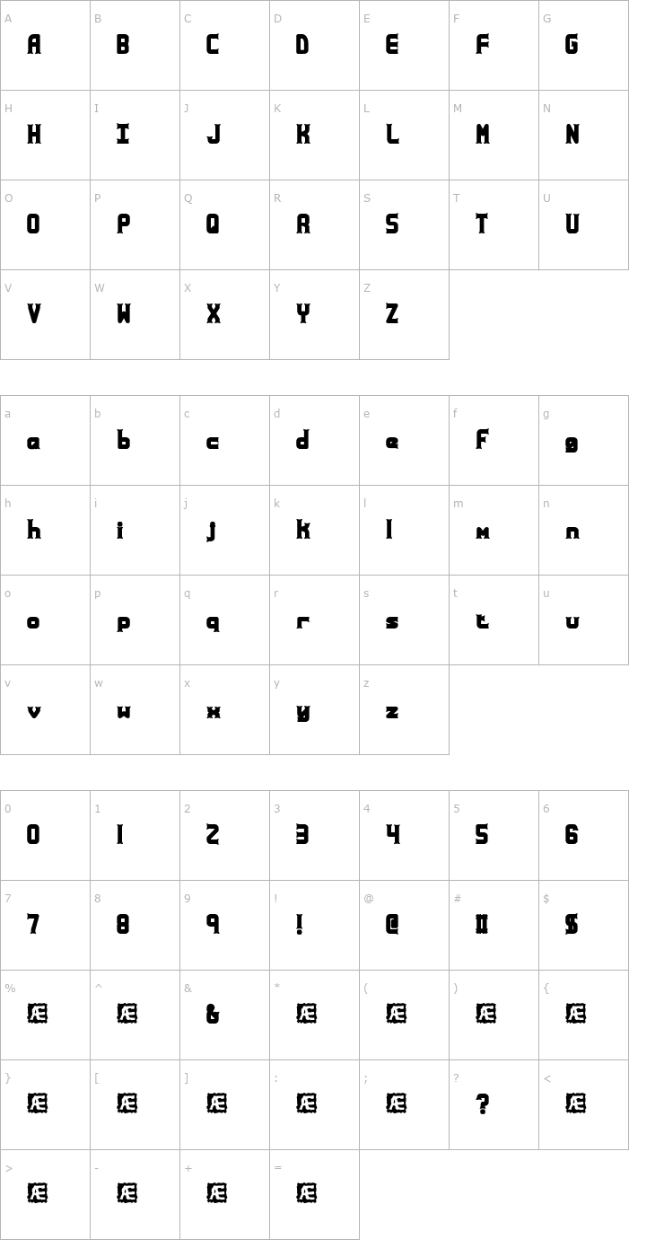 Character Map Ataxia (BRK) Font