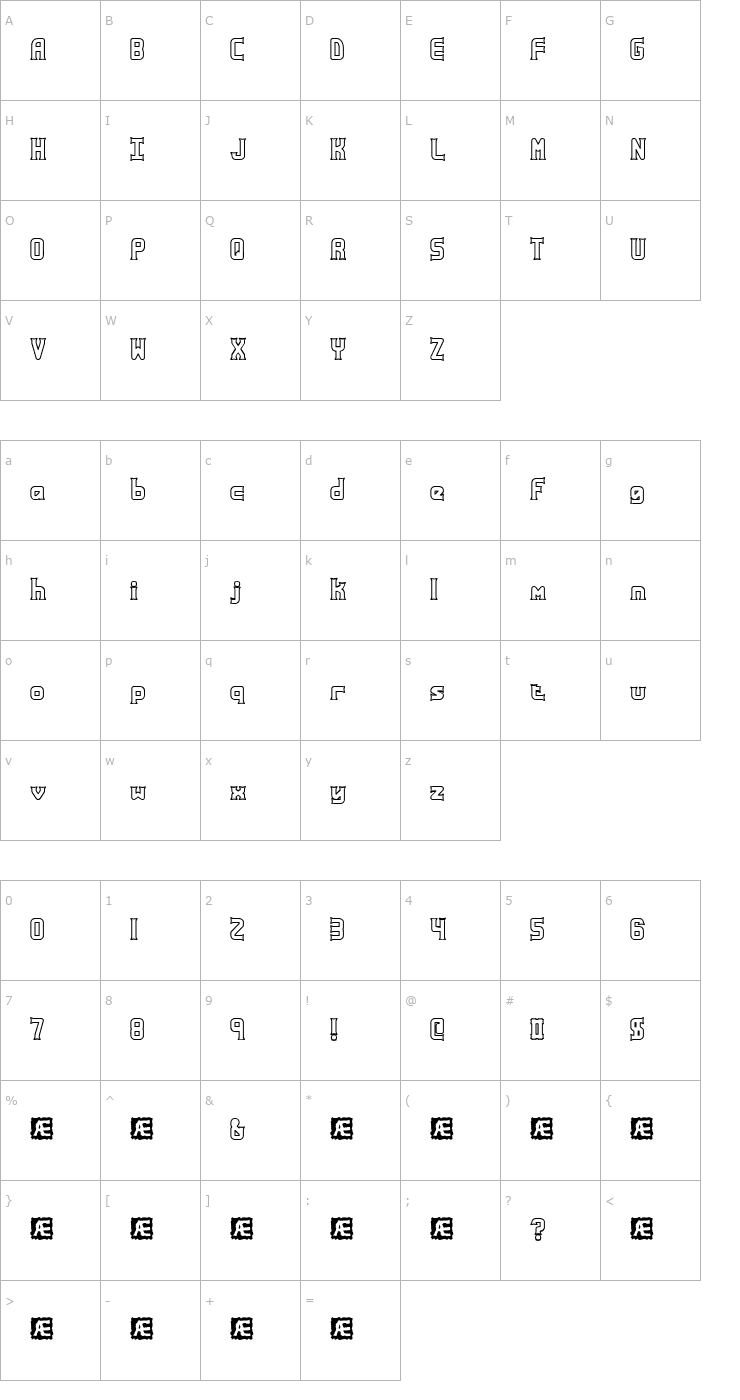 Character Map Ataxia Outline (BRK) Font