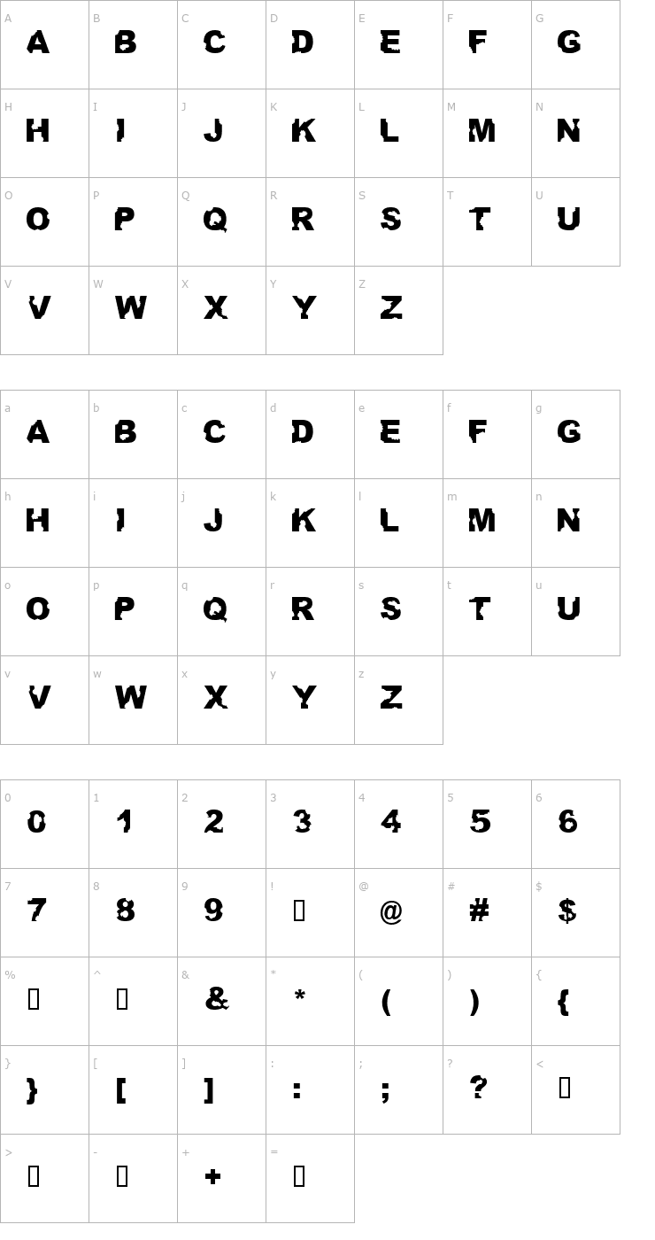 Character Map AteUpWithDumbAss Font