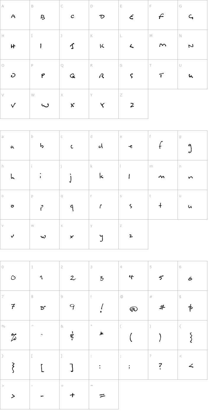 Character Map ATF Bosin Font