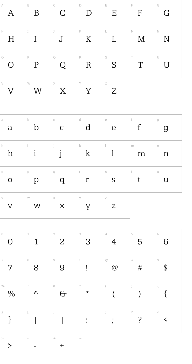 Character Map ATFAntiqueL Font