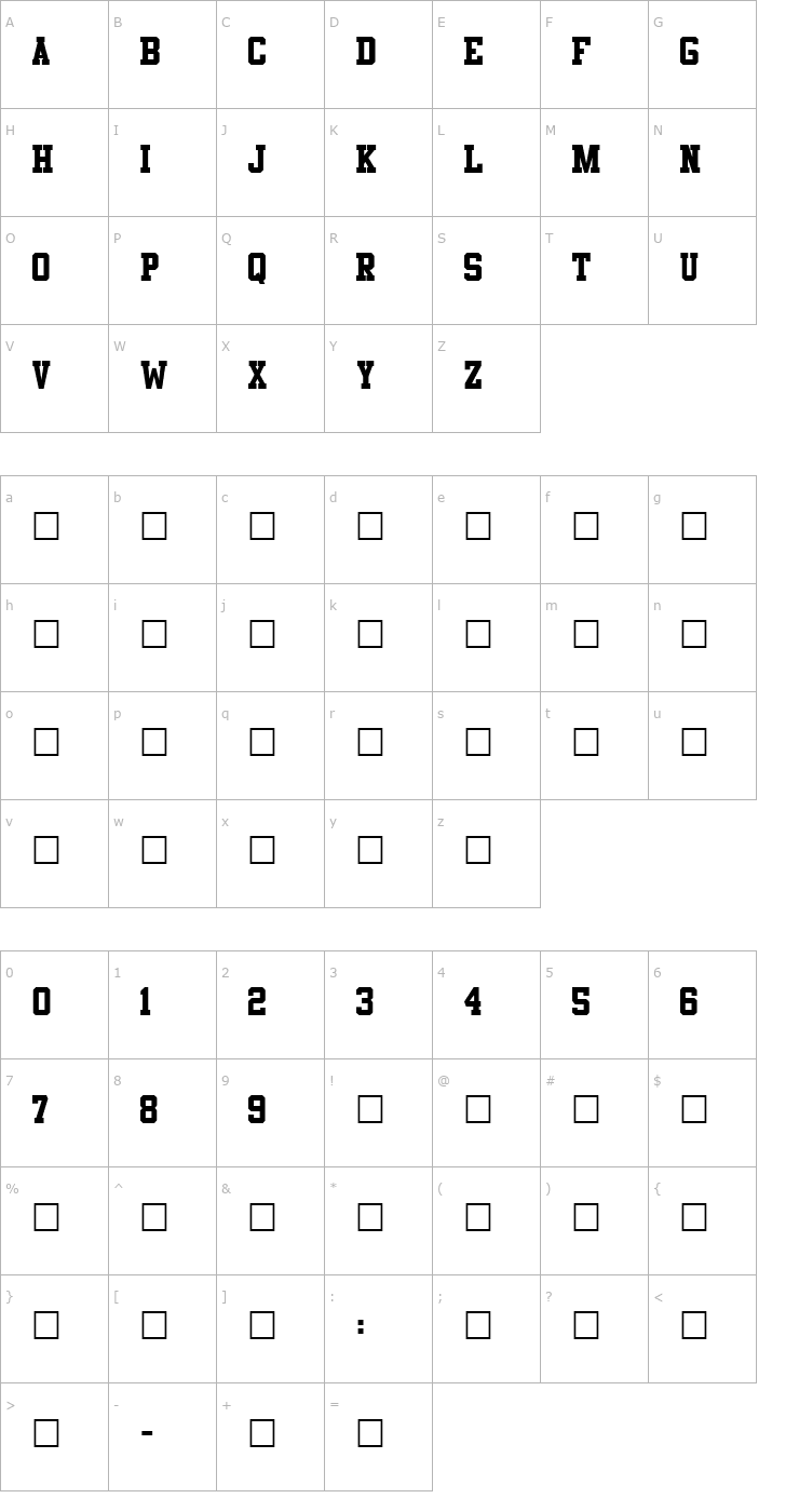 Character Map Athletic Regular Font