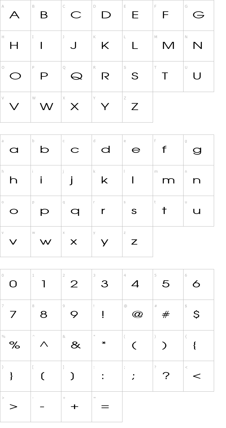Character Map Atilla Extended Normal Font