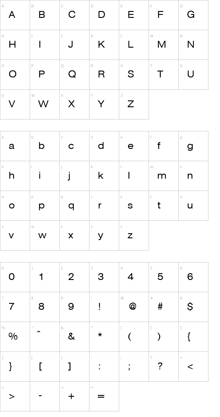 Character Map AtkinsExtended-Regular Font