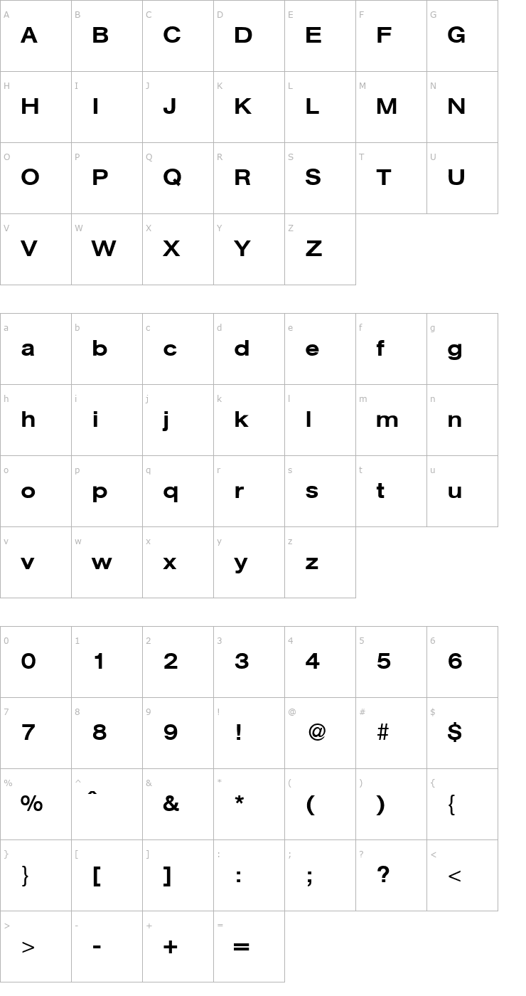 Character Map AtkinsExtendedMedium-Regular Font