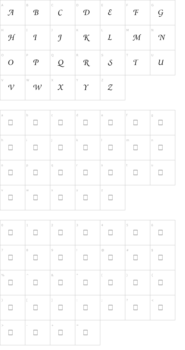 Character Map Atlantix Swash SSi Italic Font