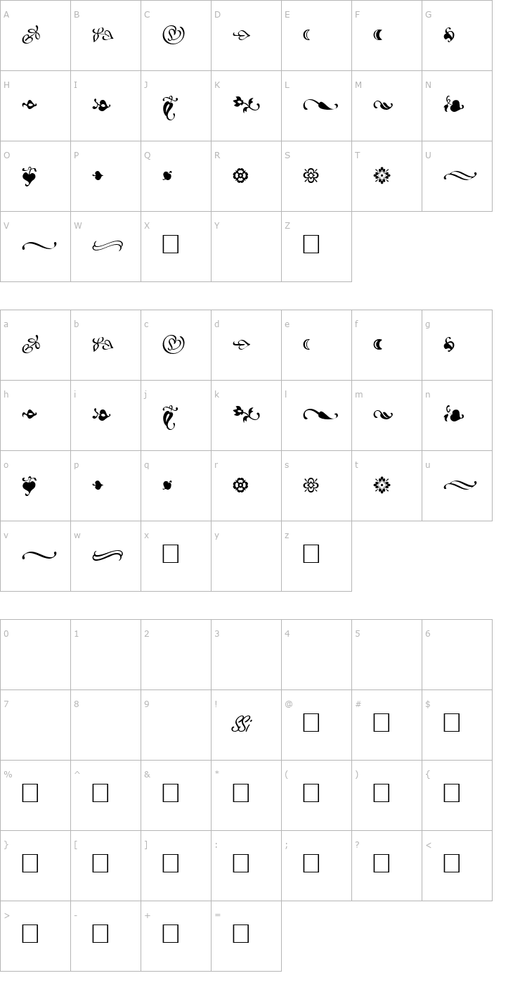 Character Map AtlantixOrnamentsSSK Regular Font