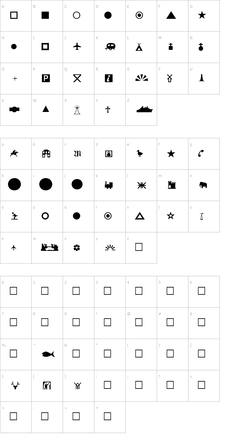 Character Map ATLAS97 Symbol 1 Font