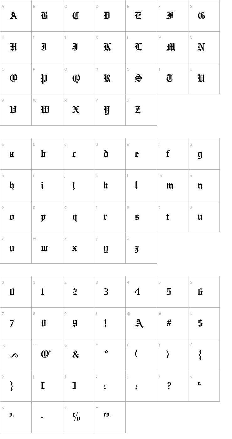 Character Map ATOldEnglish Font
