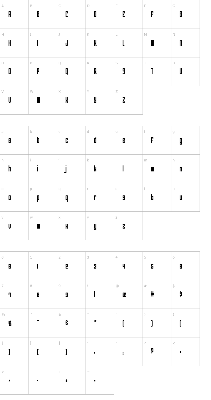 Character Map Atomic Font