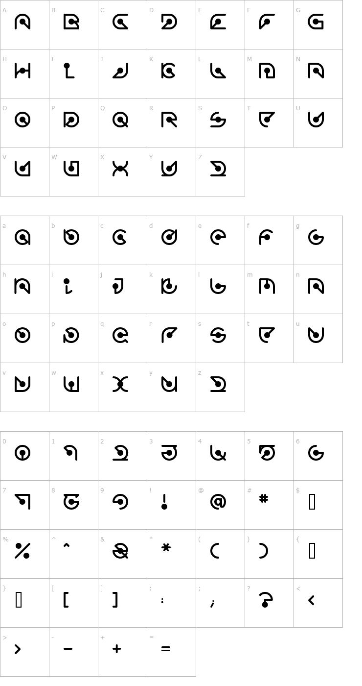 Character Map Atomic Regular Font