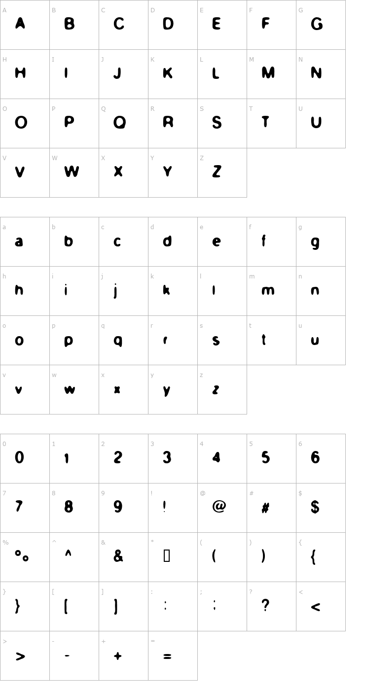 Character Map Atomic Suck Bold Font