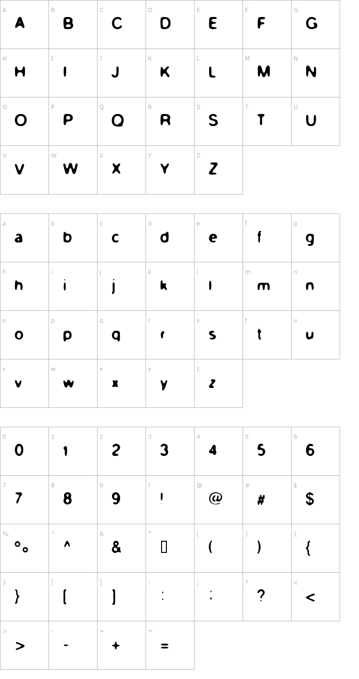 Character Map Atomic Suck Font