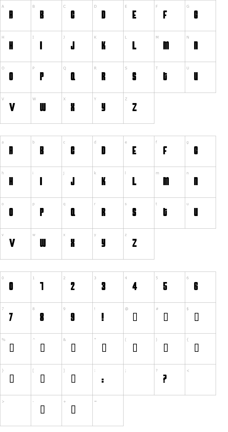 Character Map AtomicBomb Font