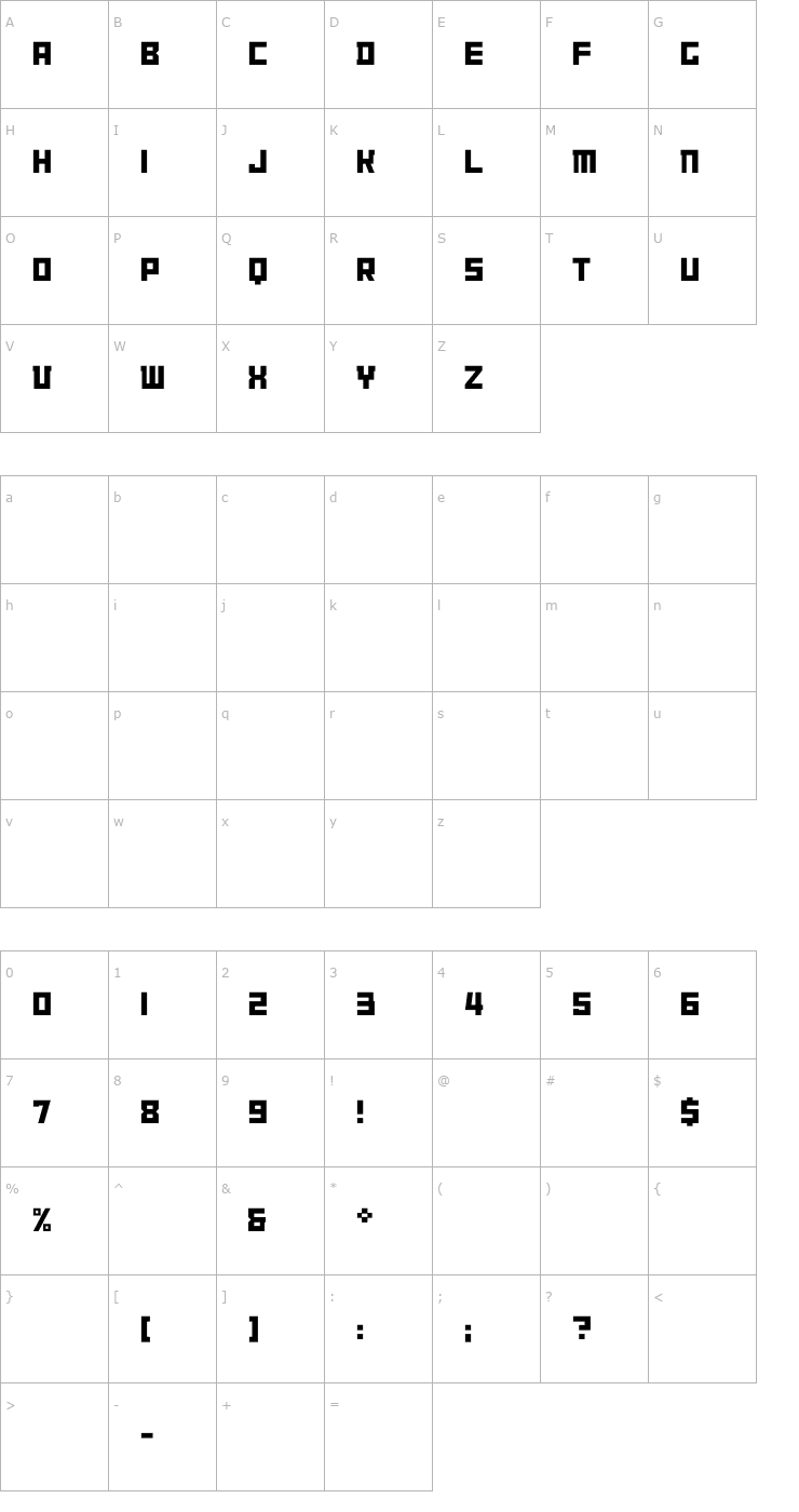 Character Map AubetteArchiType-Normal Font