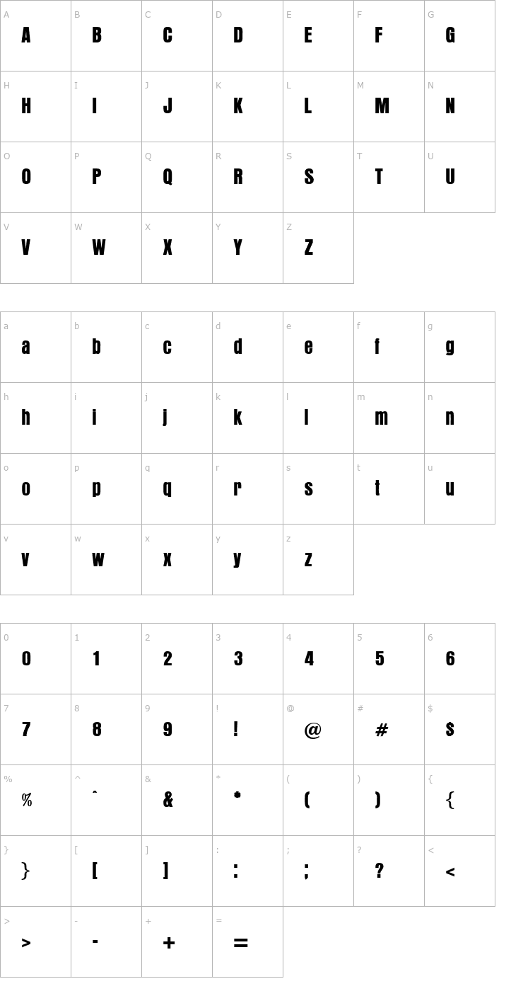 Character Map Auckland-Regular Font