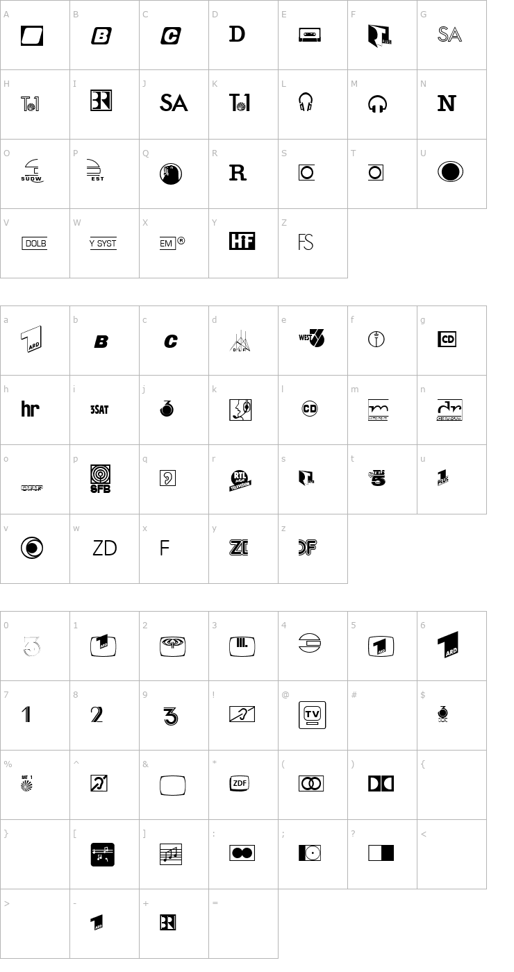 Character Map Audio LH Pi Font