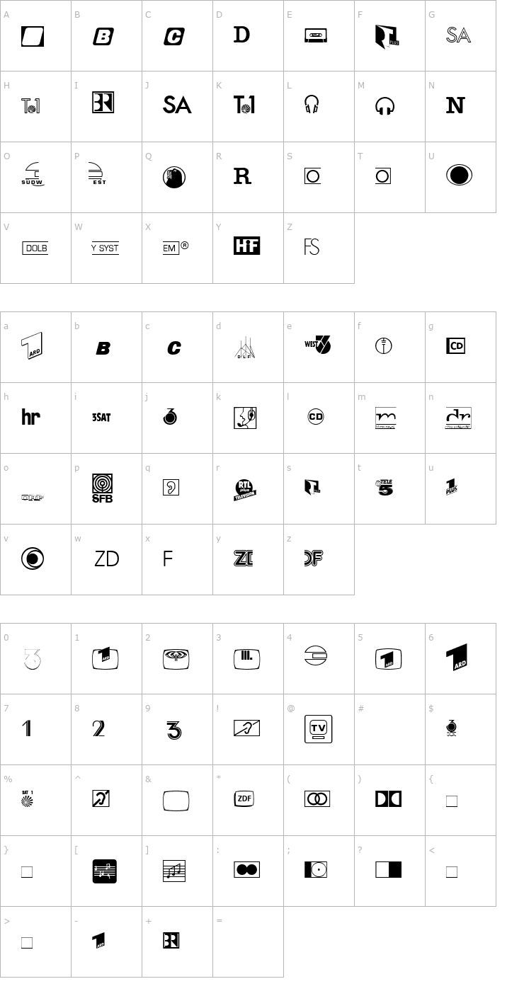 Character Map AudioLHPi Font