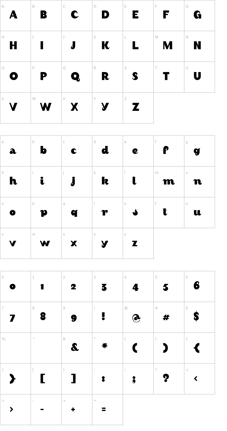 Character Map August-Black Font