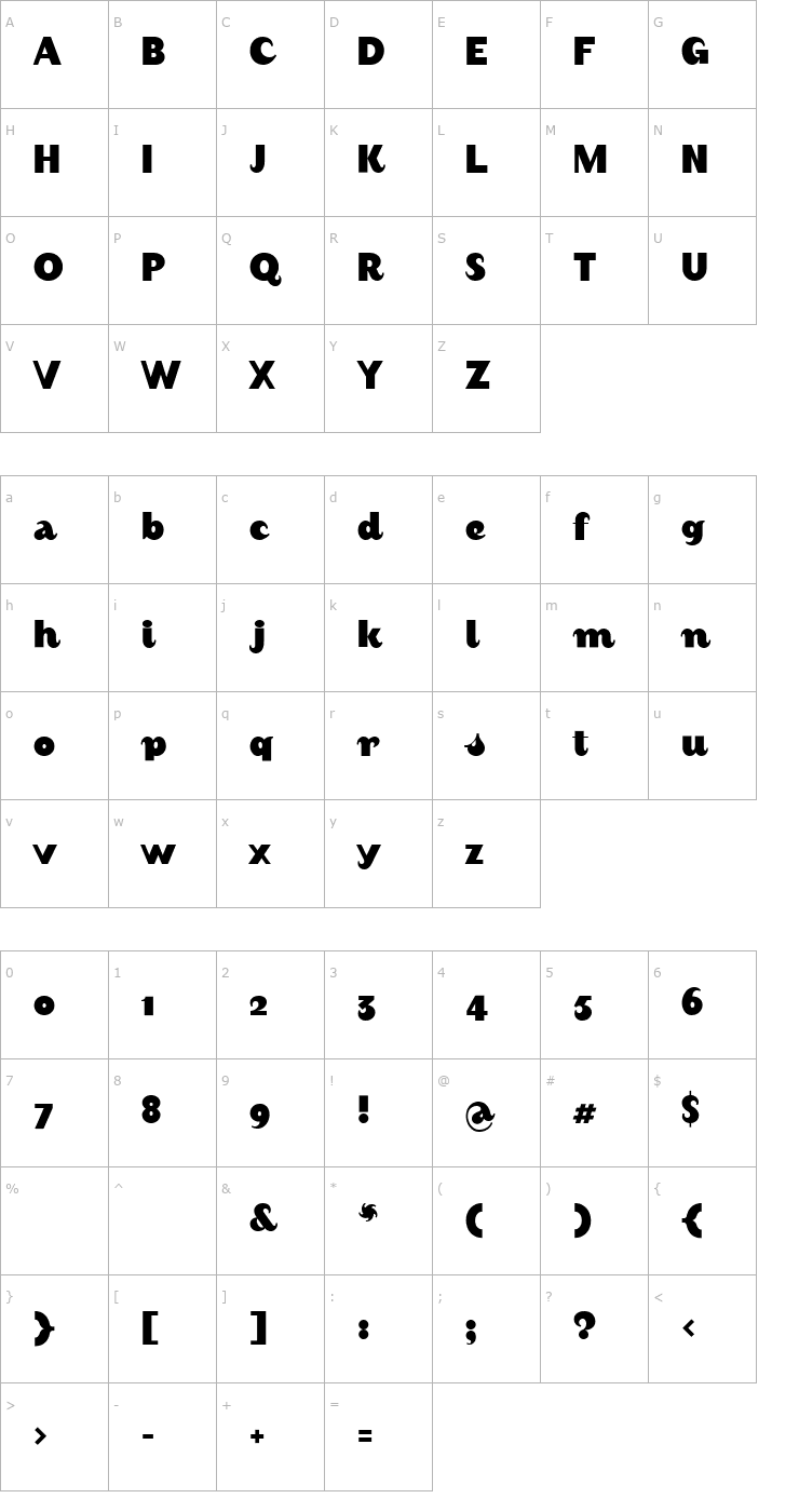 Character Map August-BlackAlternate Font