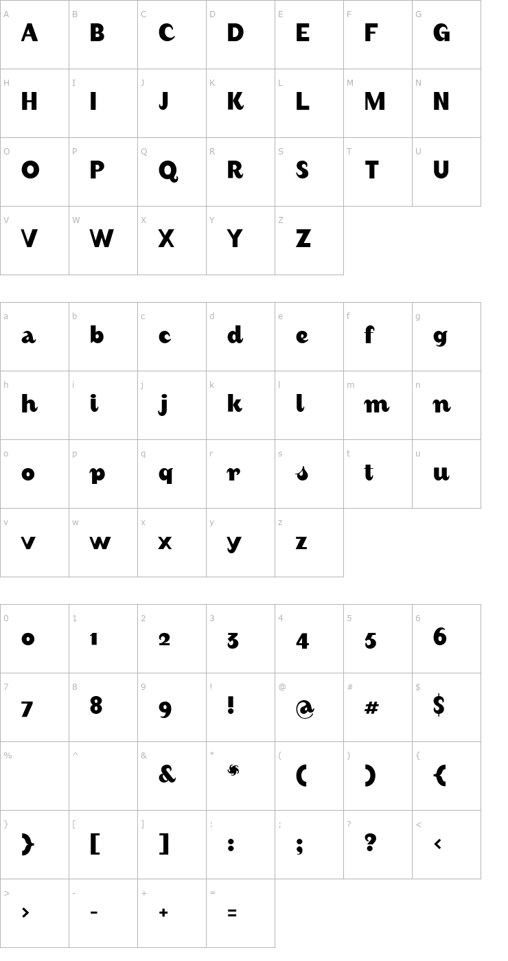 Character Map August-BoldAlternate Font