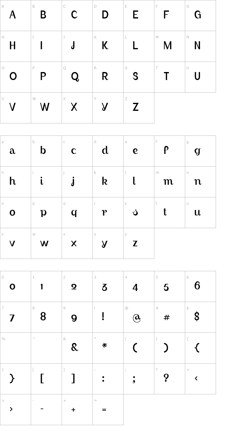Character Map August-Light Font