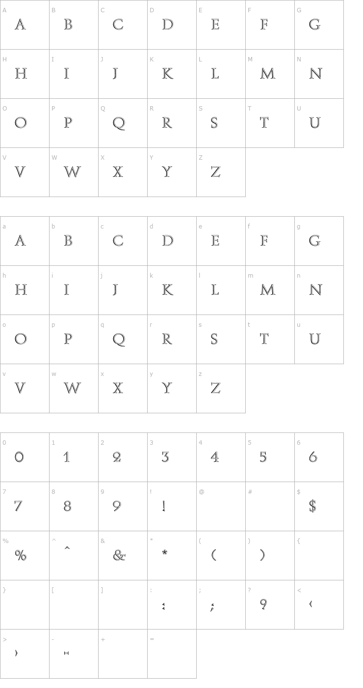 Character Map AugusteaOpenPlain Font