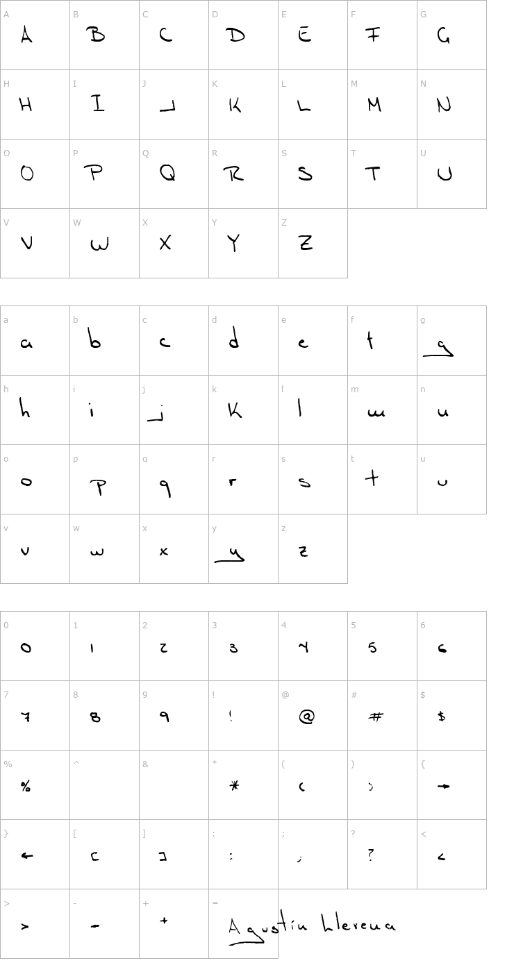 Character Map Augustin Font