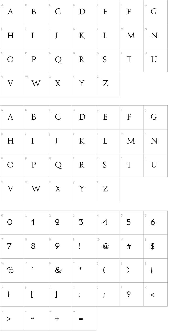 Character Map Augustus Font