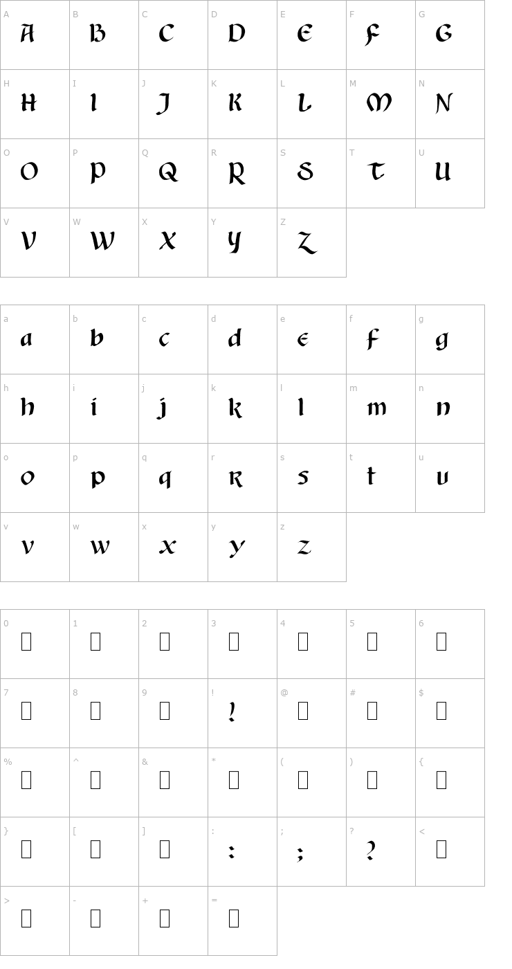 Character Map AuntJudy Font