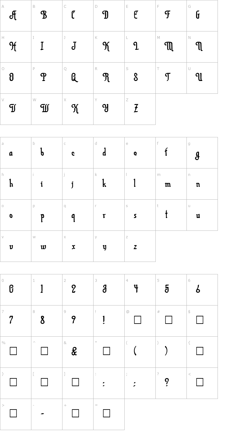 Character Map Aura Script Font