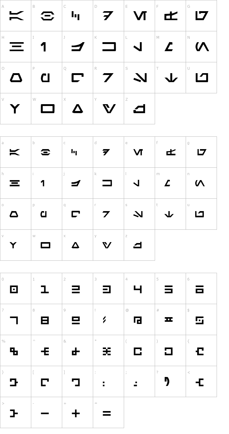 Character Map Aurabesh Font