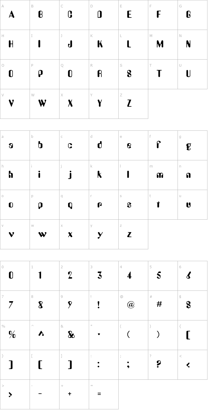 Character Map Aurely Becker Font