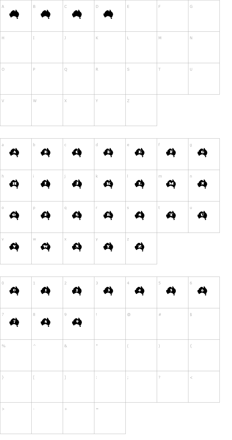 Character Map Australia Fair Font