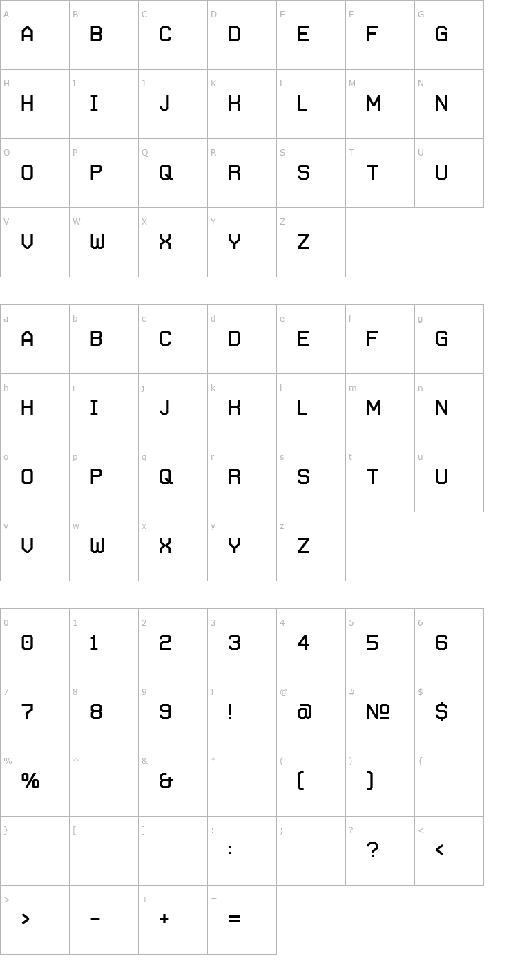Character Map Autobahn by Rebellium Font