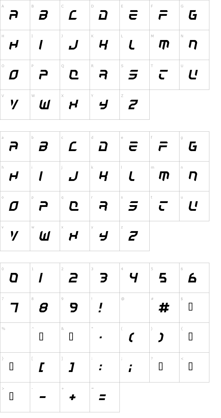 Character Map Autobahn Font