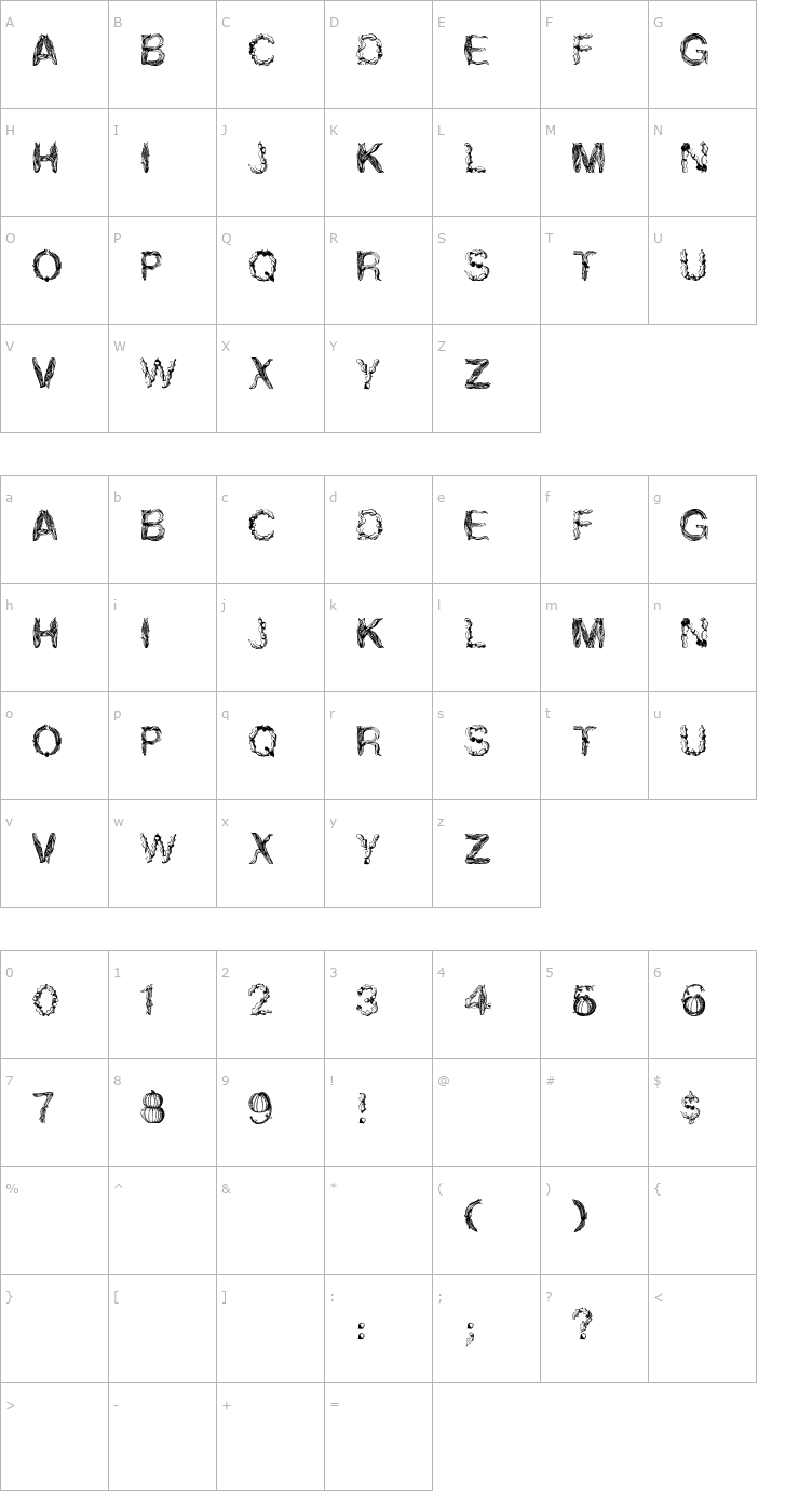 Character Map Autumn Gifts Font