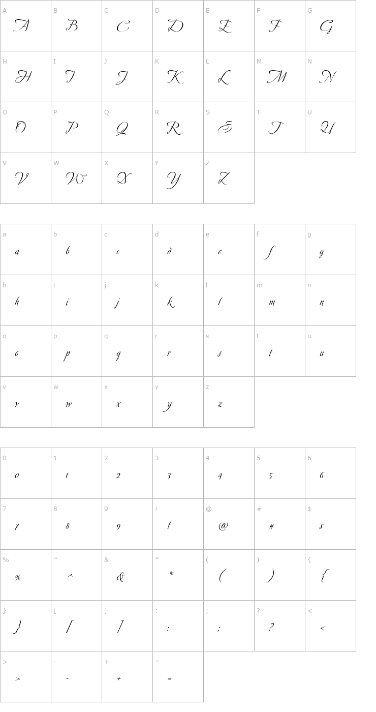 Character Map Avalon Medium Font