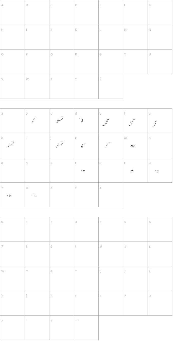 Character Map AvalonAlt Font