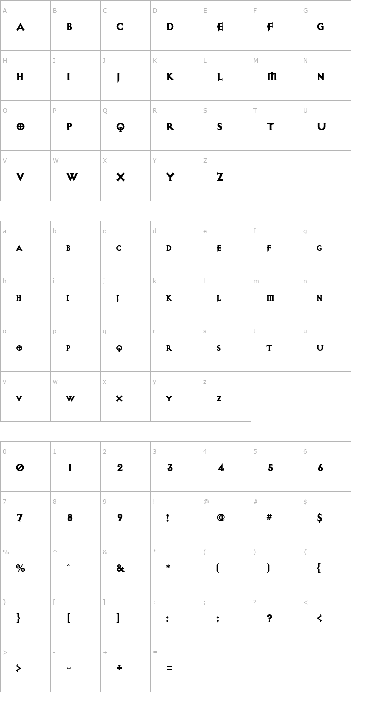 Character Map AvalonQuest Black Font