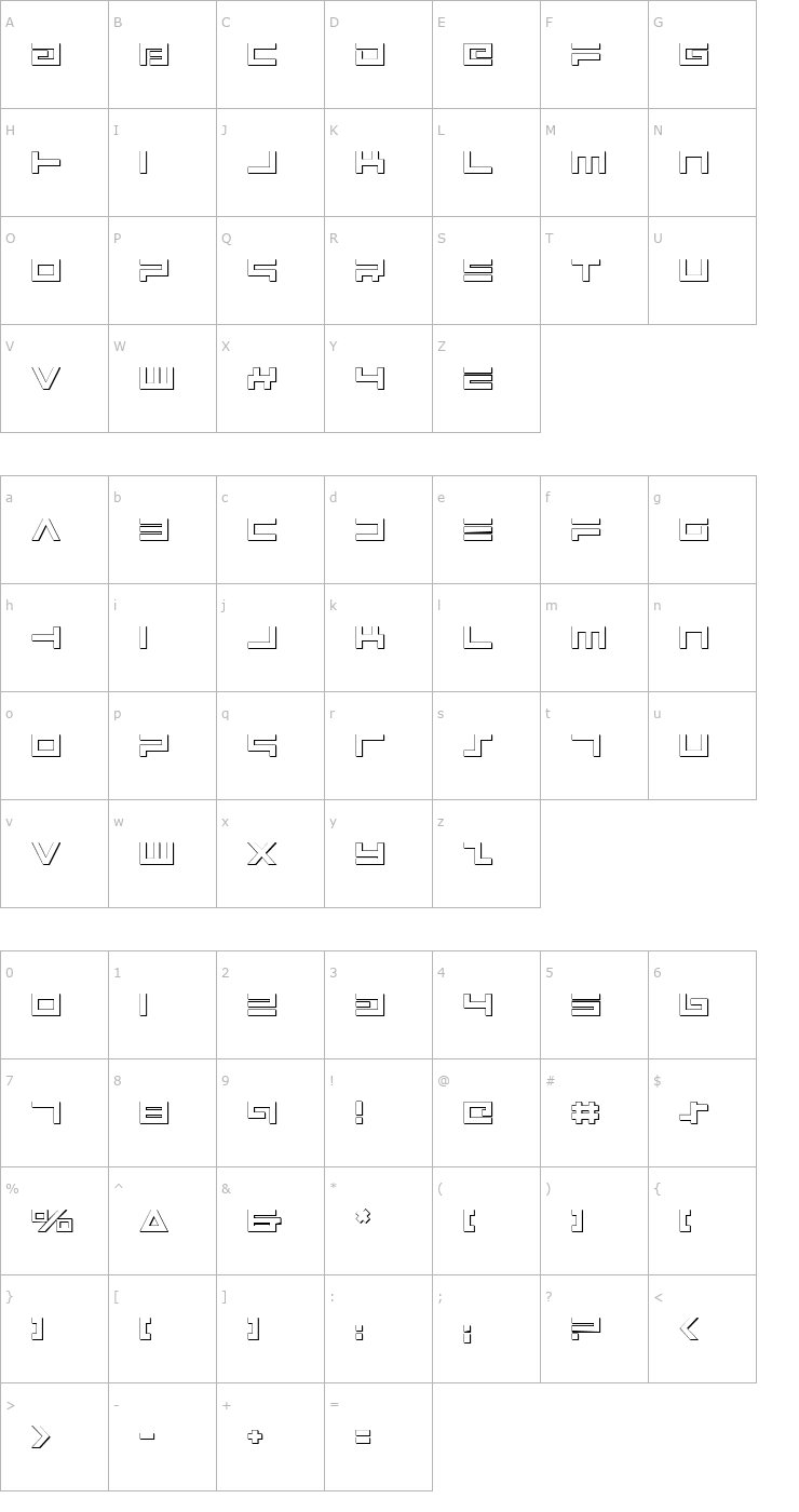 Character Map Avenger Shadow Font