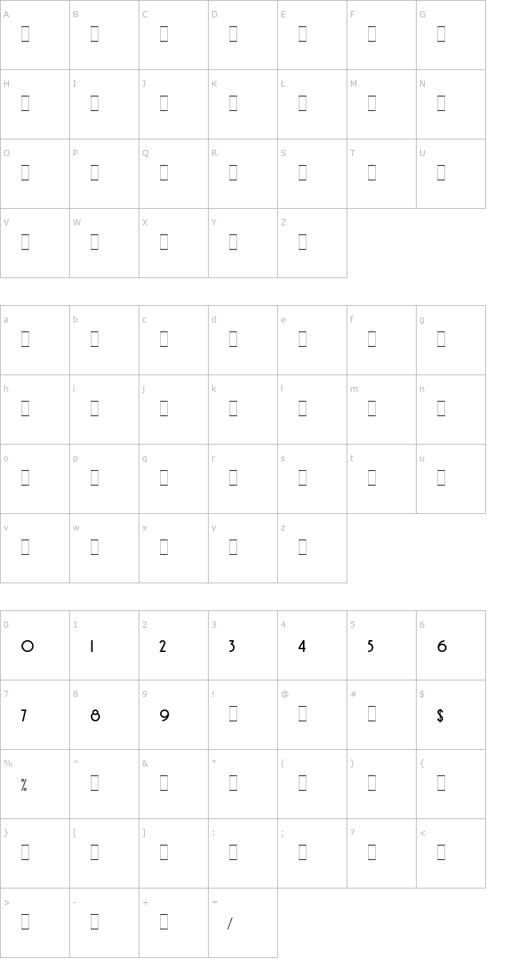 Character Map Avenida Alts LET Plain1.0 Font