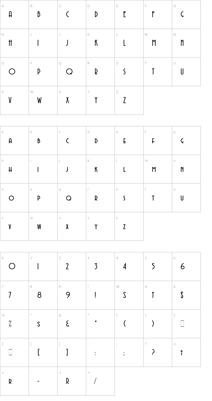 Character Map Avenida LET Plain1.0 Font