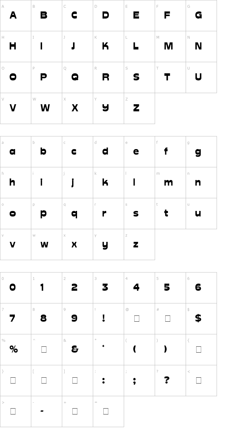 Character Map Aver Display SSi Font