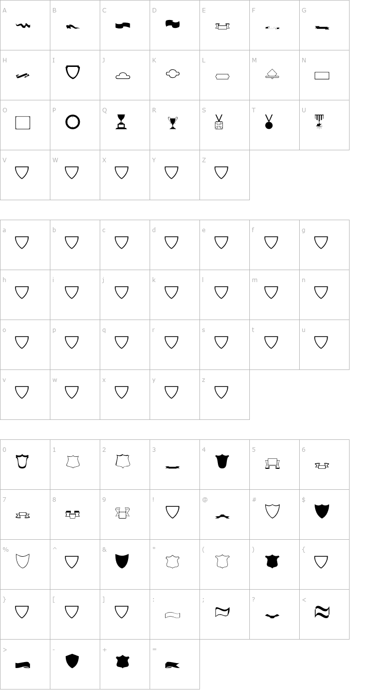Character Map Awards Font