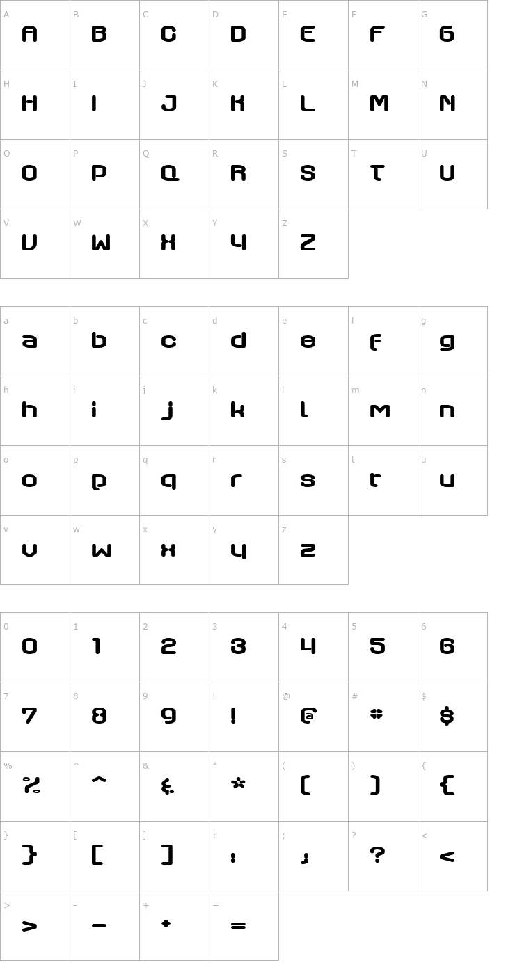 Character Map Axaxax regular Font