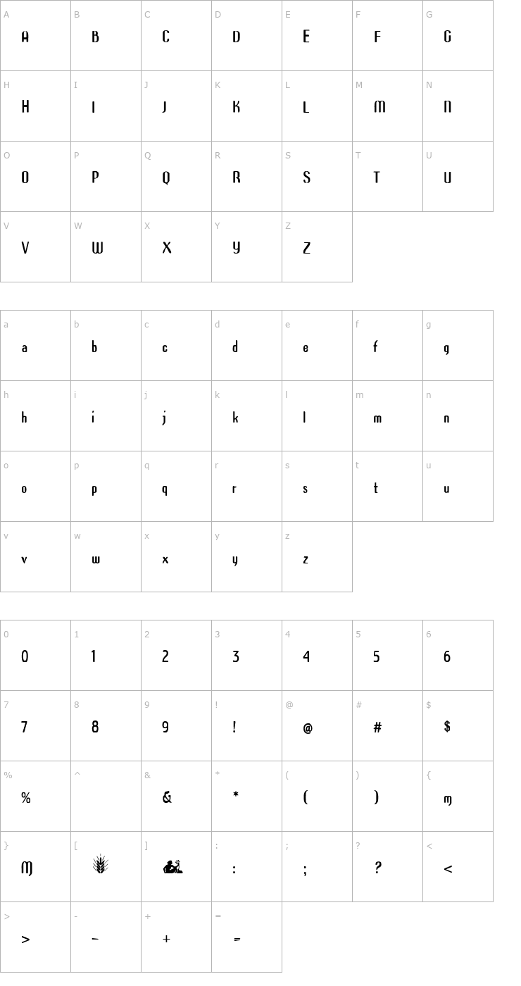 Character Map Azimech Font