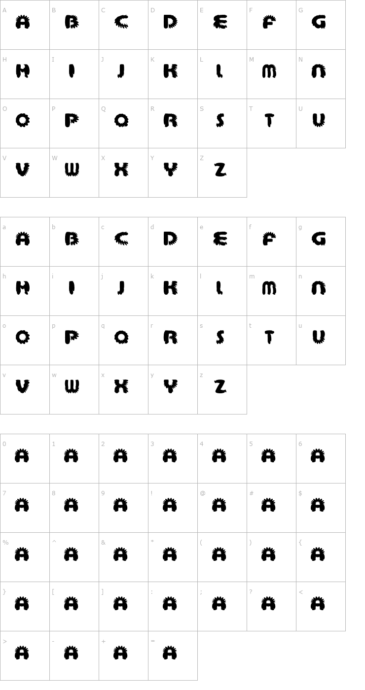 Character Map Aztec Bouffon Font