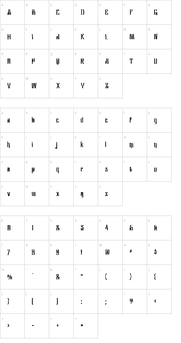 Character Map Aztecan Regular Font