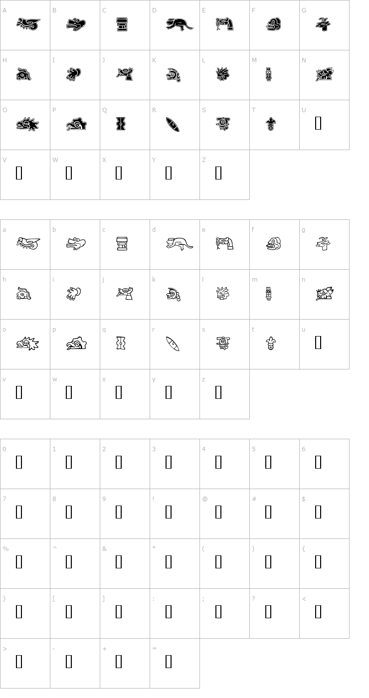 Character Map AztecDaySigns Font